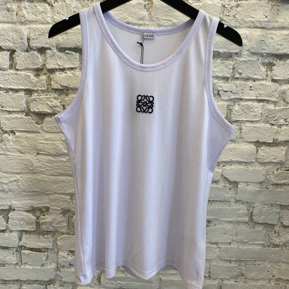 Nwt Loewe Women White Cotton Knit Tank Top